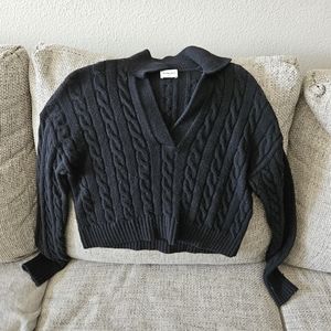 Sunday Best Cableknit Vneck Sweater